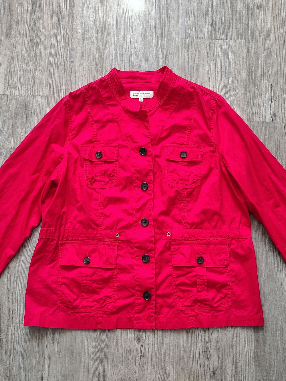 Jones New York Sport Women's Bright Red Cotton Button Up Field Jacket Size L